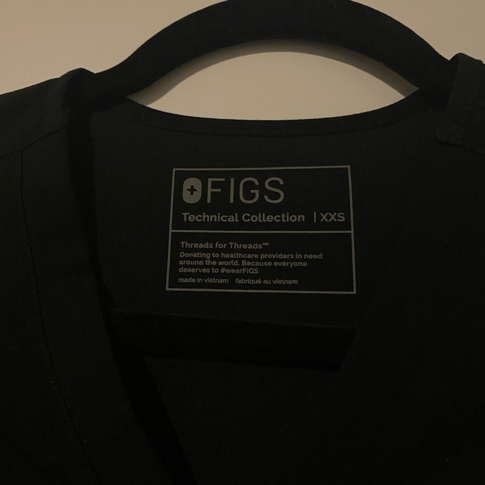 Figs XXS Scrub top black Catarina